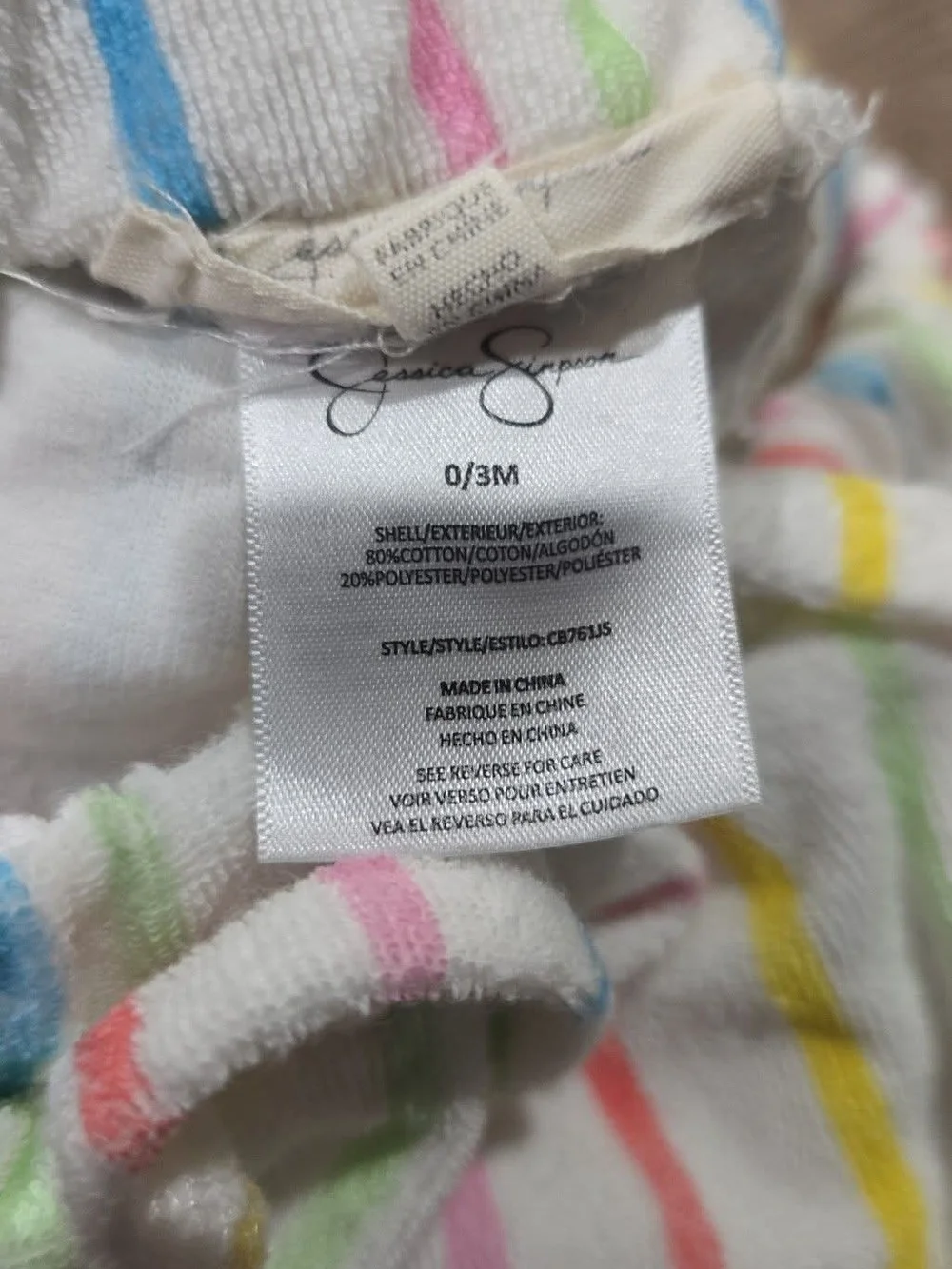 Jessica Simpson Baby Girls White Multi-Color Striped Ruffle Matching Set
